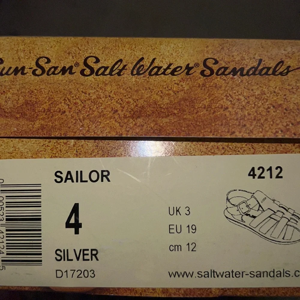 AUTH NIB Salt Water Sandal by Hoy Shoes Sun-San - Sailors SILVER